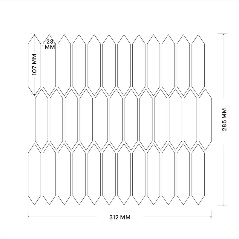 Porcelain Mosaic | Long Hexagon | 23x107 | XJJ2310706 | Gloss