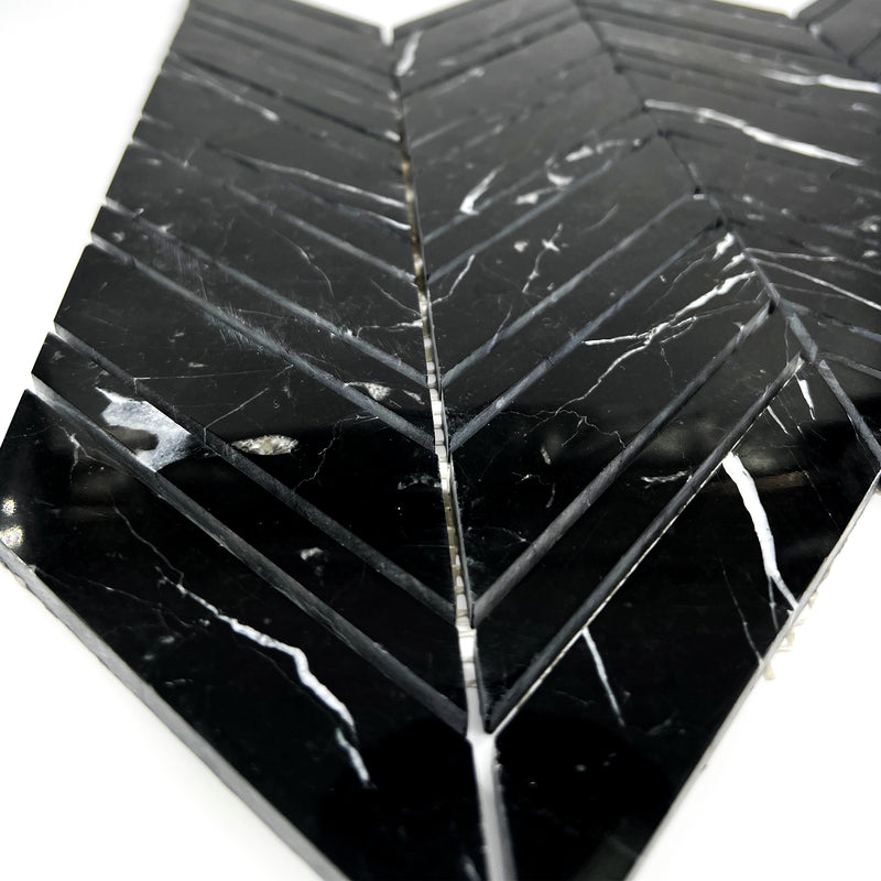 Chevron Marble Mosaic Nero Marquina LB03 Polished
