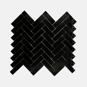 Herringbone Marble Mosaic Black LB04 Polished