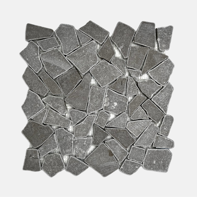 Crazy Pave Marble Mosaic Cinderella Grey LC02 Tumbled