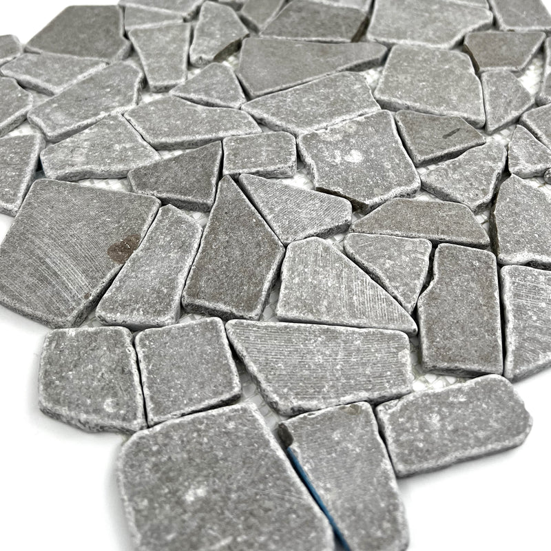 Crazy Pave Marble Mosaic Cinderella Grey LC02 Tumbled
