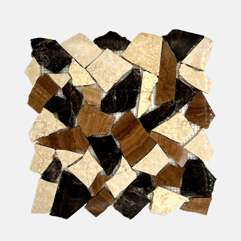 Crazy Pave Marble Mosaic Emperador Dark LC03 Polished