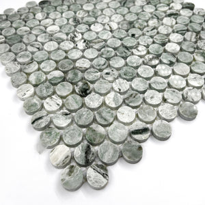 PennyRound Marble Mosaic Green LG09 Polished