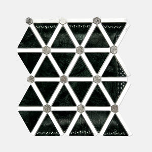 Triangle Marble Mosaic Green White Steel LG11 Polished