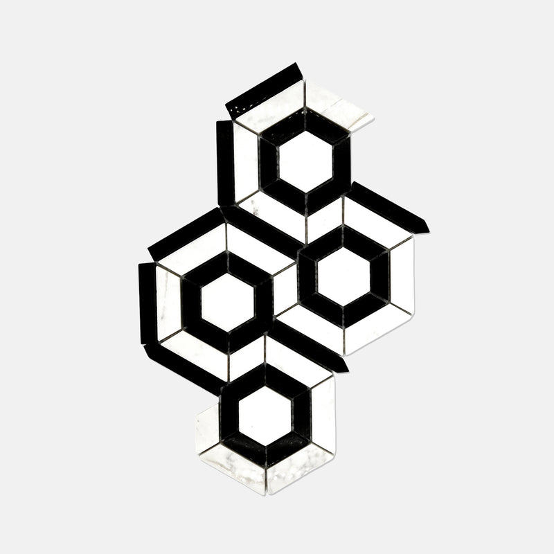 Hexagon Marble Mosaic Green Black LG14 Polished