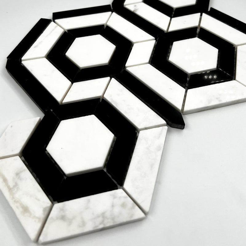 Hexagon Marble Mosaic Green Black LG14 Polished