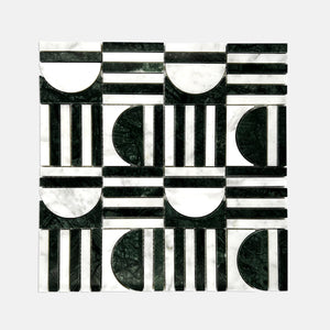 Special Marble Mosaic Green Carrara White LG15 Polished