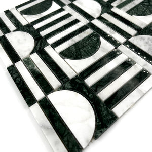 Special Marble Mosaic Green Carrara White LG15 Polished