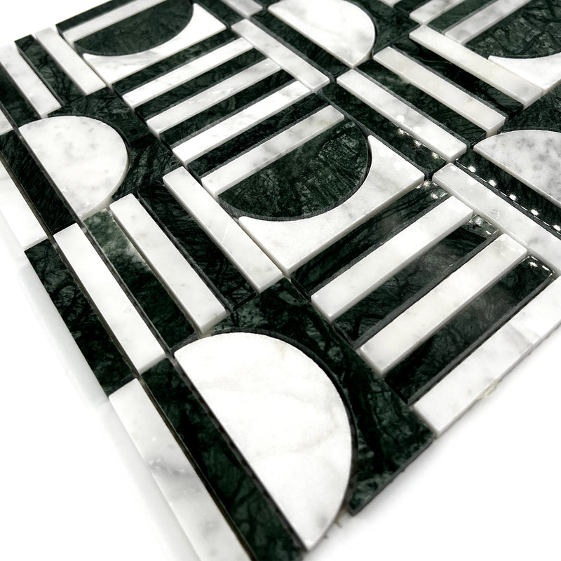 Special Marble Mosaic Green Carrara White LG15 Polished