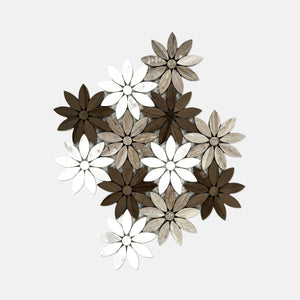 Flower Marble Mosaic White Grey LG19 Polished