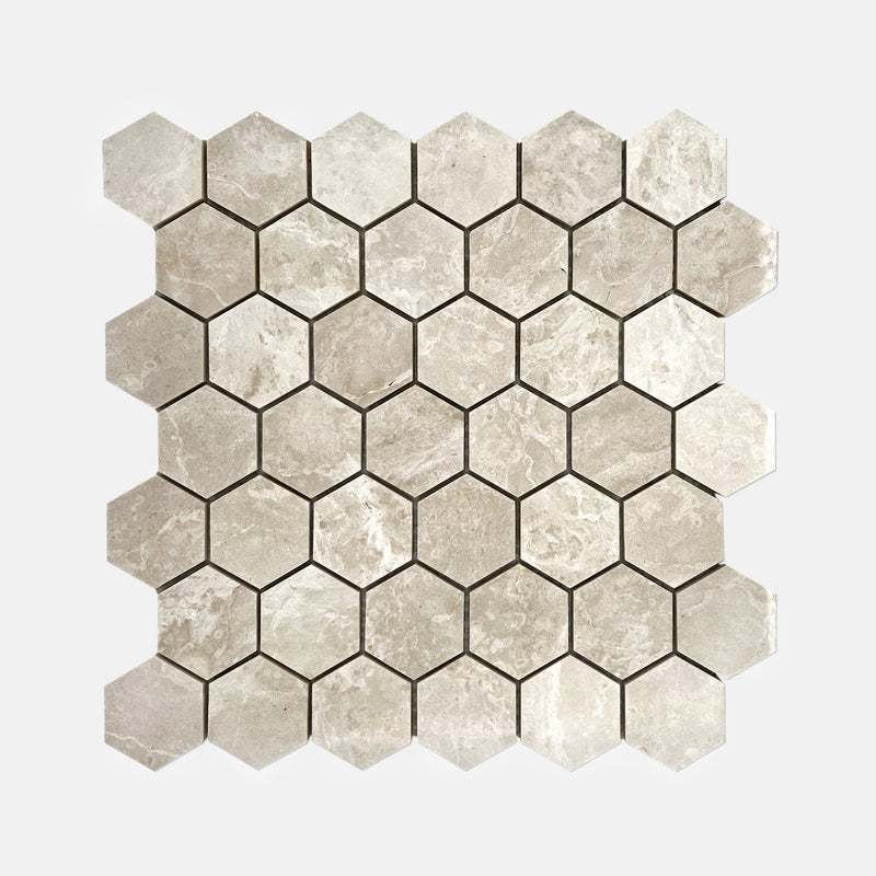 Hexagon Marble Mosaic Bianco Perlino LV03 Polished