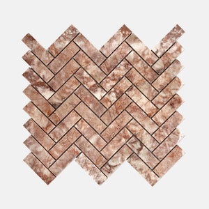 Herringbone Marble Mosaic Maple Red Granite LV09 Polished