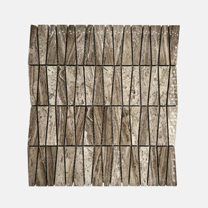 Trapezium Marble Mosaic Grey White Wood Grain LV13 Polished