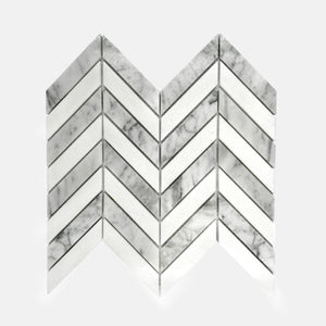 Chevron Marble Mosaic Carrara White LW02 Polished