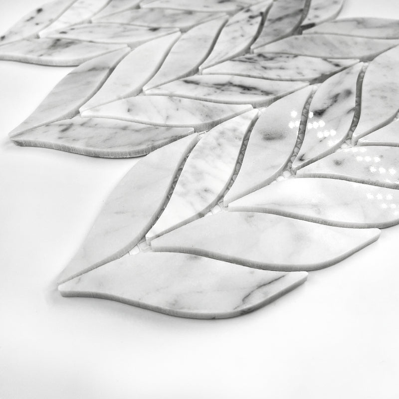 Chevron Marble Mosaic Carrara White LW03 Polished