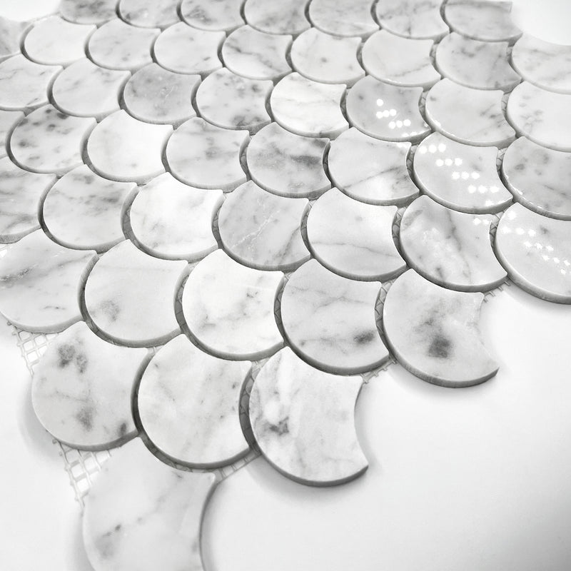FanShape Marble Mosaic Carrara White LW04 Polished