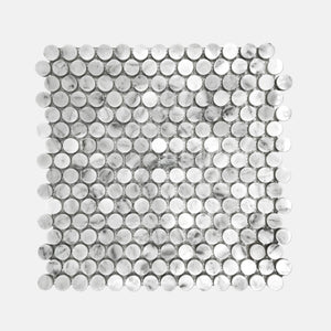PennyRound Marble Mosaic Carrara White LW05 Polished