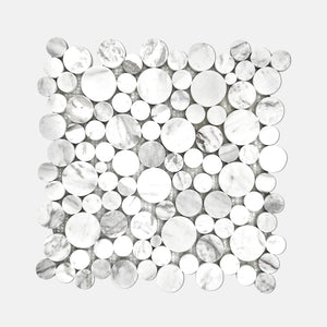 Round Marble Mosaic Volakas White LW06 Polished