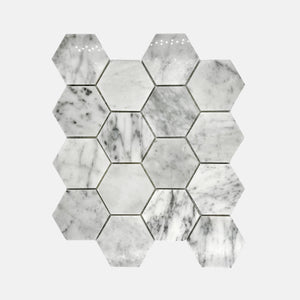 Hexagon Marble Mosaic Carrara White LW09 Polished