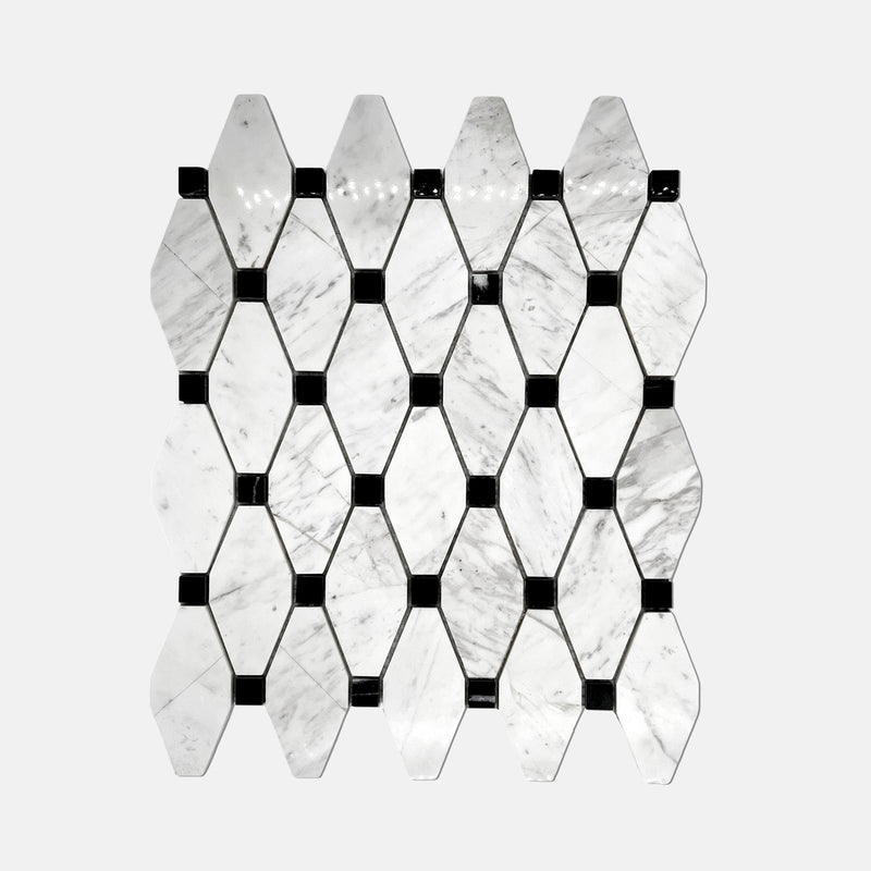 Hexagon Marble Mosaic Carrara White Black LW10 Polished