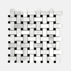 Blocky Marble Mosaic Black White LW13 Polished