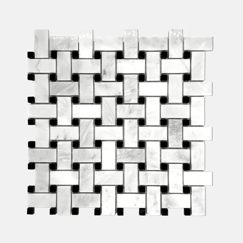 Blocky Marble Mosaic Black White LW13 Polished