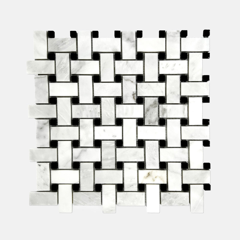 Blocky Marble Mosaic Black White LW14 Polished