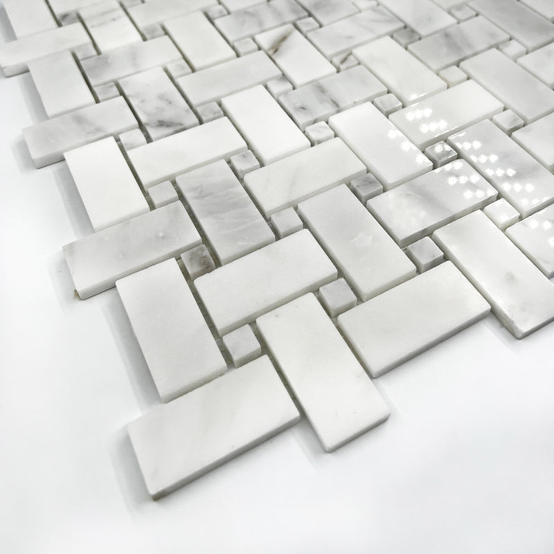 Blocky Marble Mosaic White LW15 Polished