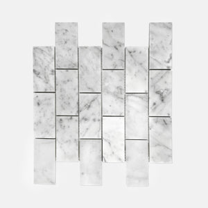 Rectangle Marble Mosaic Carrara White LW19 Polished