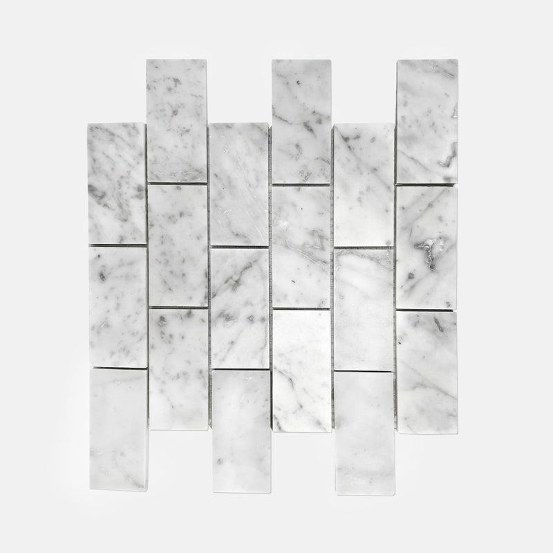 Rectangle Marble Mosaic Carrara White LW19 Polished
