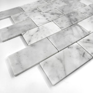 Rectangle Marble Mosaic Carrara White LW19 Polished