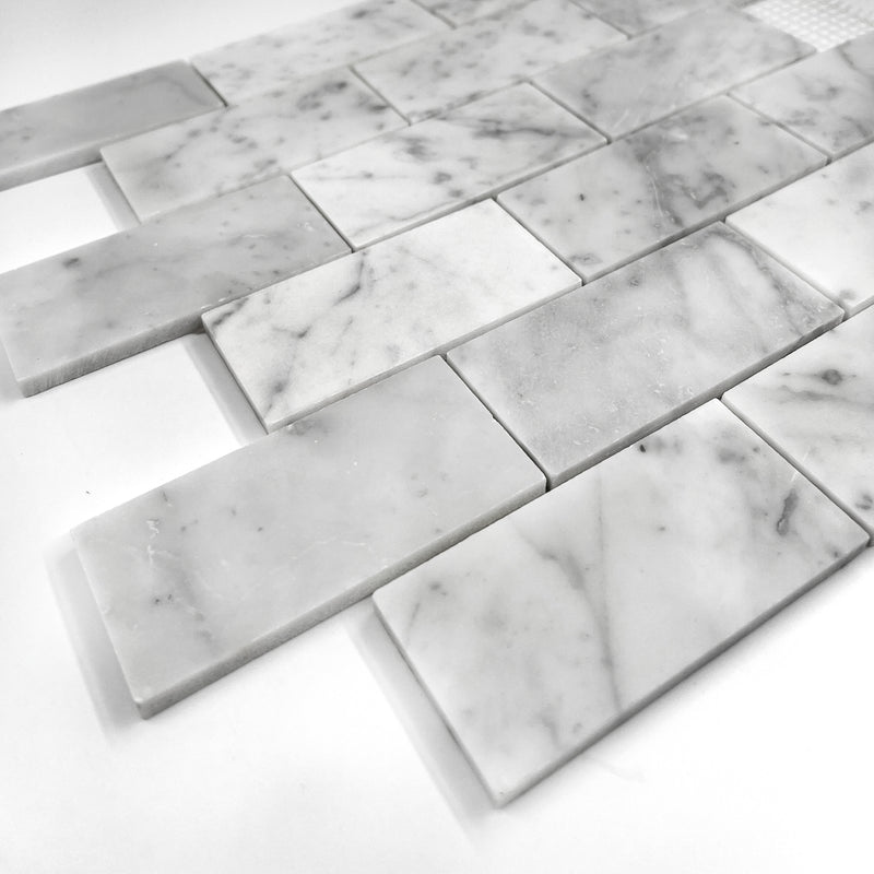 Rectangle Marble Mosaic Carrara White LW19 Polished