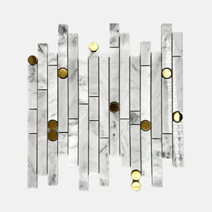 Rectangle Marble Mosaic Carrara White Steel LW20 Polished