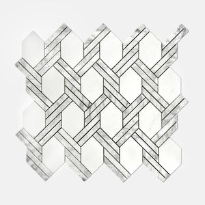 Hexagon Marble Mosaic Yugoslavia Carrara White LW37 Polished
