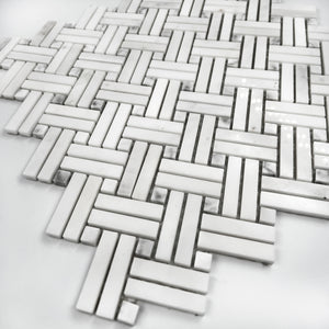 Rectangle Marble Mosaic Carrara White LW38 Polished