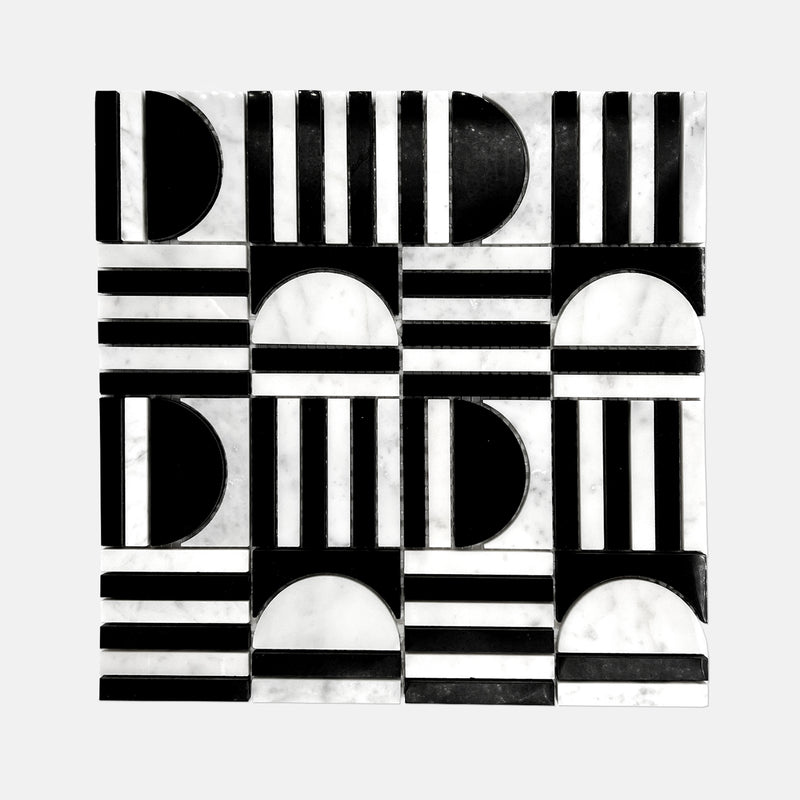 Special Marble Mosaic Black White LW42 Polished